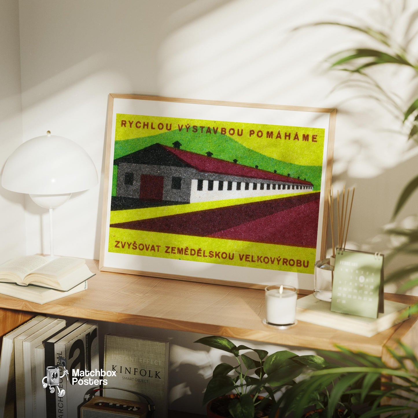 Long Industrial Building - vintage matchbox label print - office wall