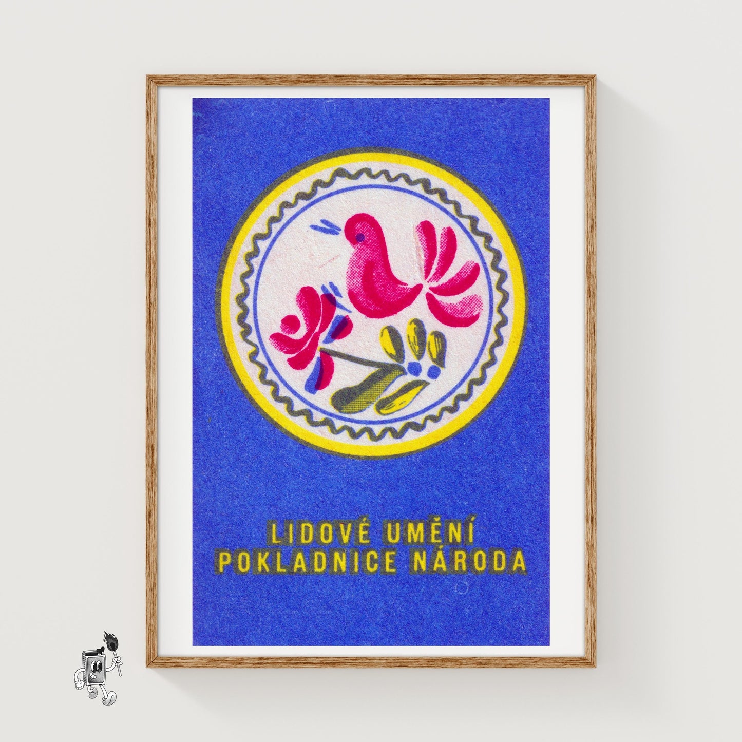 Pink Bird - vintage matchbox label print