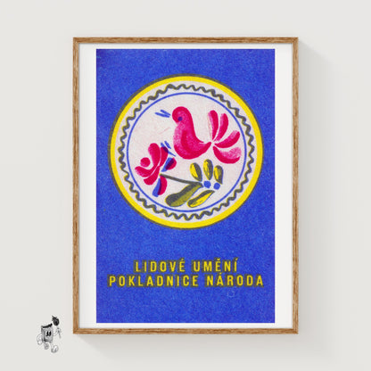 Pink Bird - vintage matchbox label print