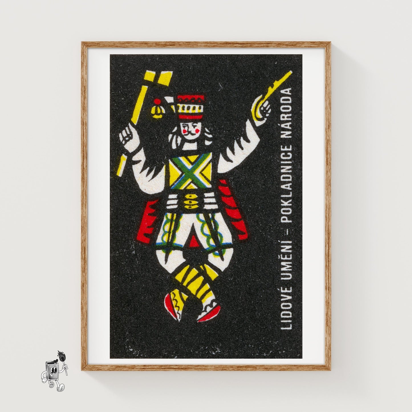 Dancing Folk King - vintage matchbox label print