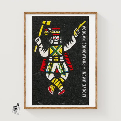 Dancing Folk King - vintage matchbox label print