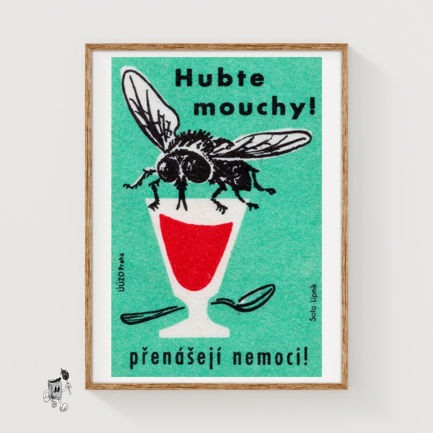 Illustration Of A Fly - vintage matchbox label print