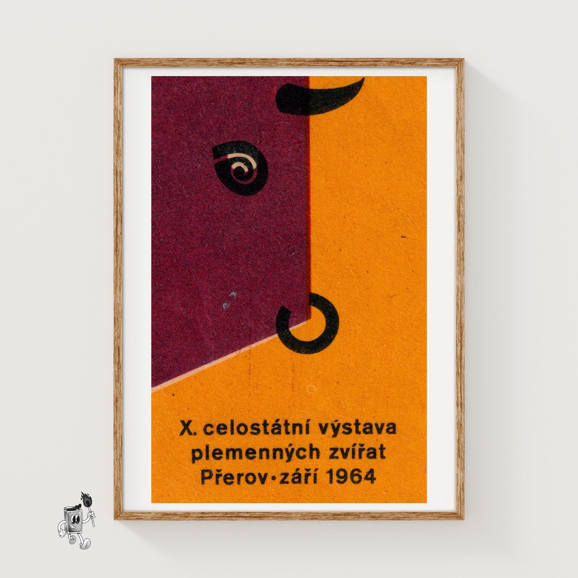 Stylized Abstract Representation Of A Cow - vintage matchbox label print