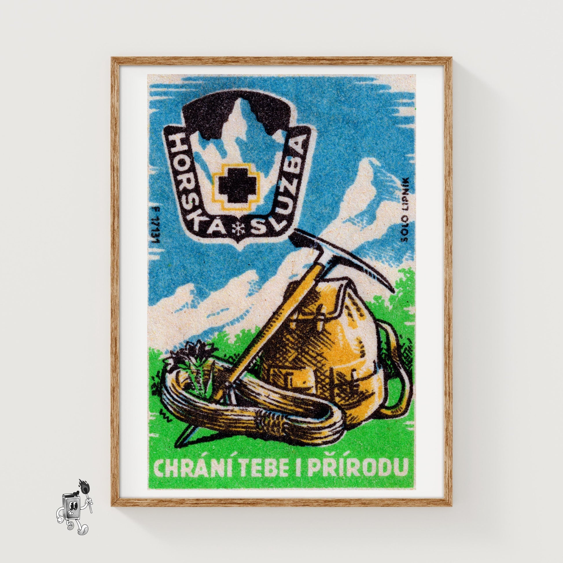 Mountain Climbing Kit - vintage matchbox label print