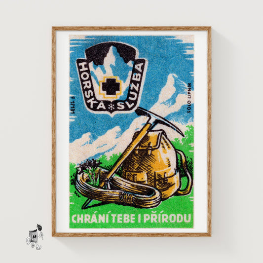 Mountain Climbing Kit - vintage matchbox label print