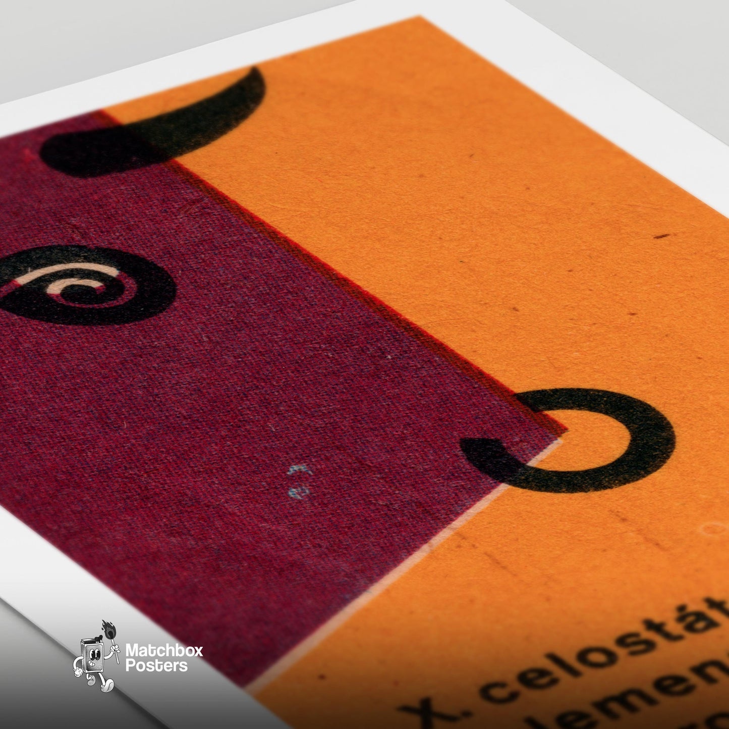 Stylized Abstract Representation Of A Cow - vintage matchbox label print - close-up detail