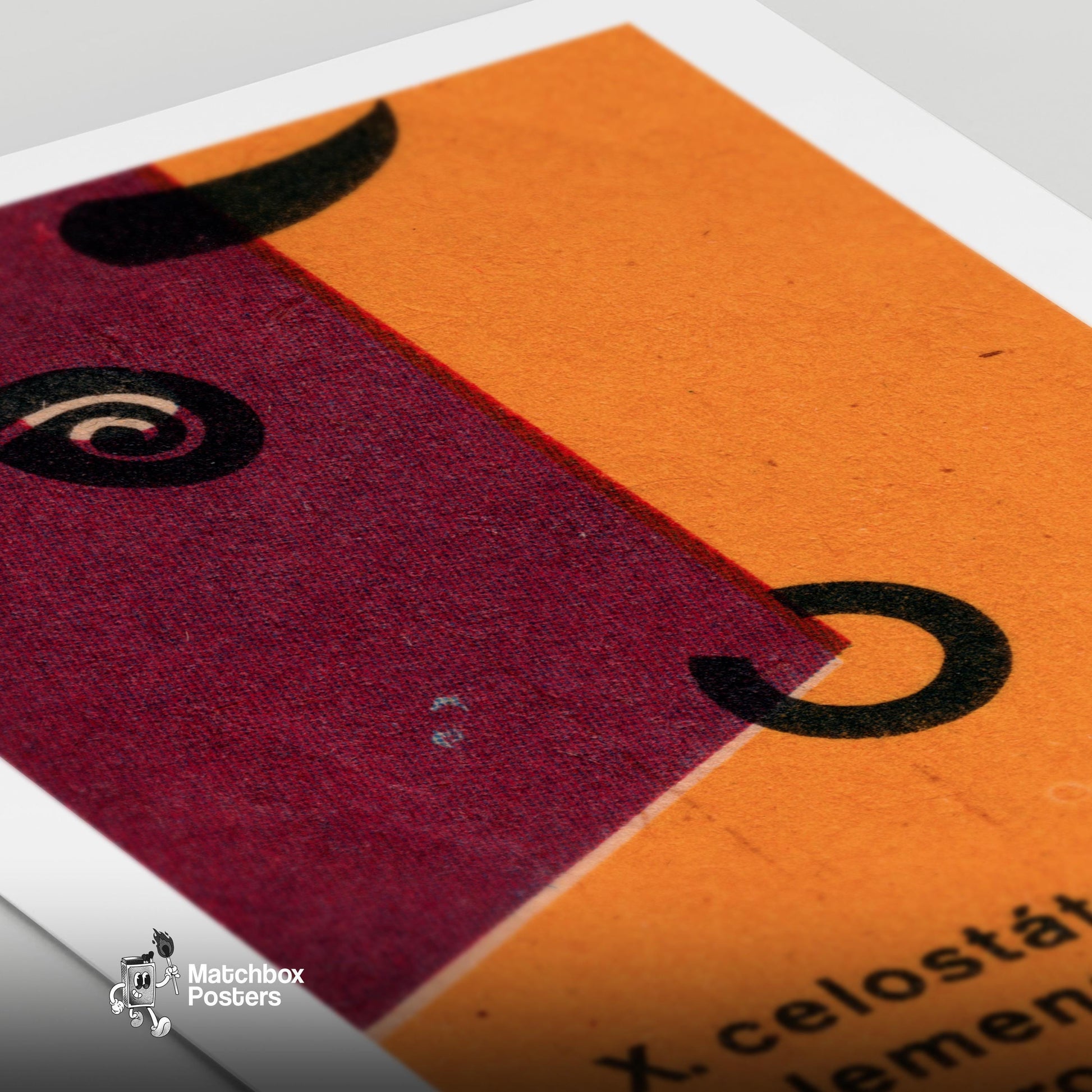 Stylized Abstract Representation Of A Cow - vintage matchbox label print - close-up detail