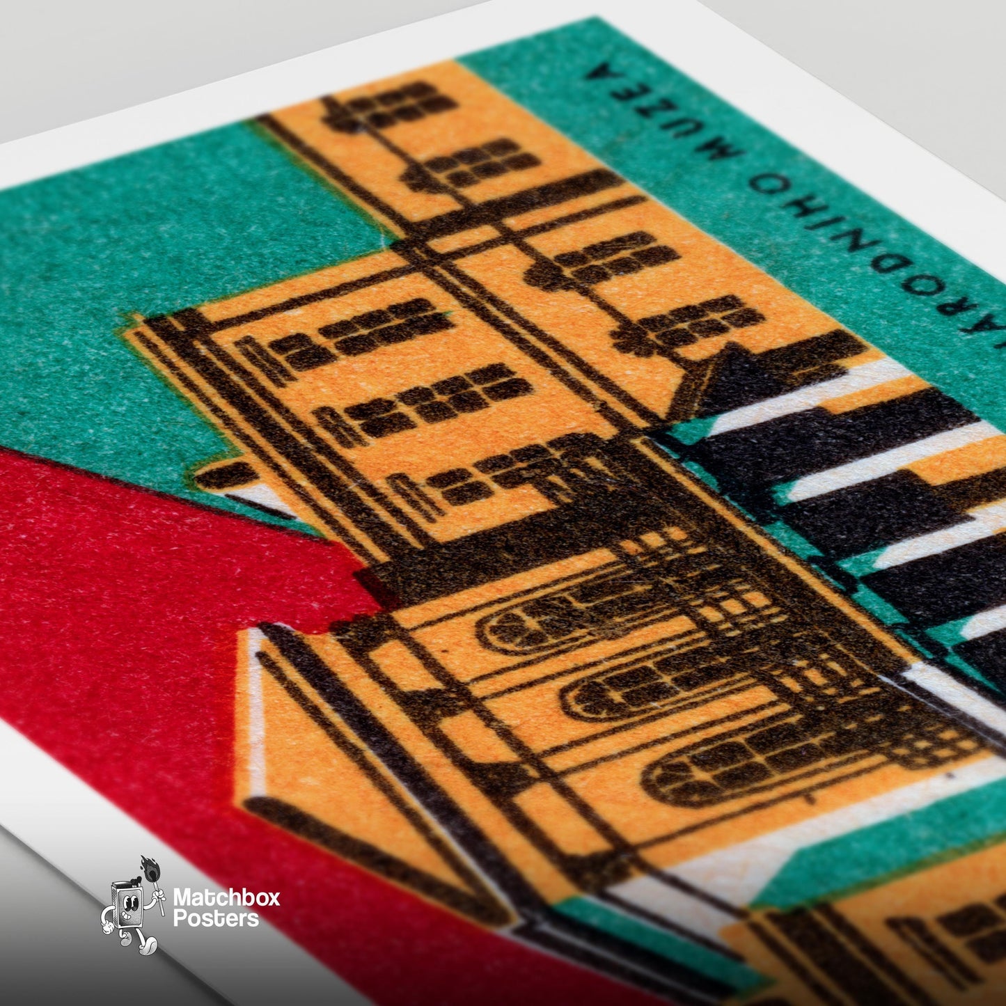 National Museum - vintage matchbox label print - close-up detail