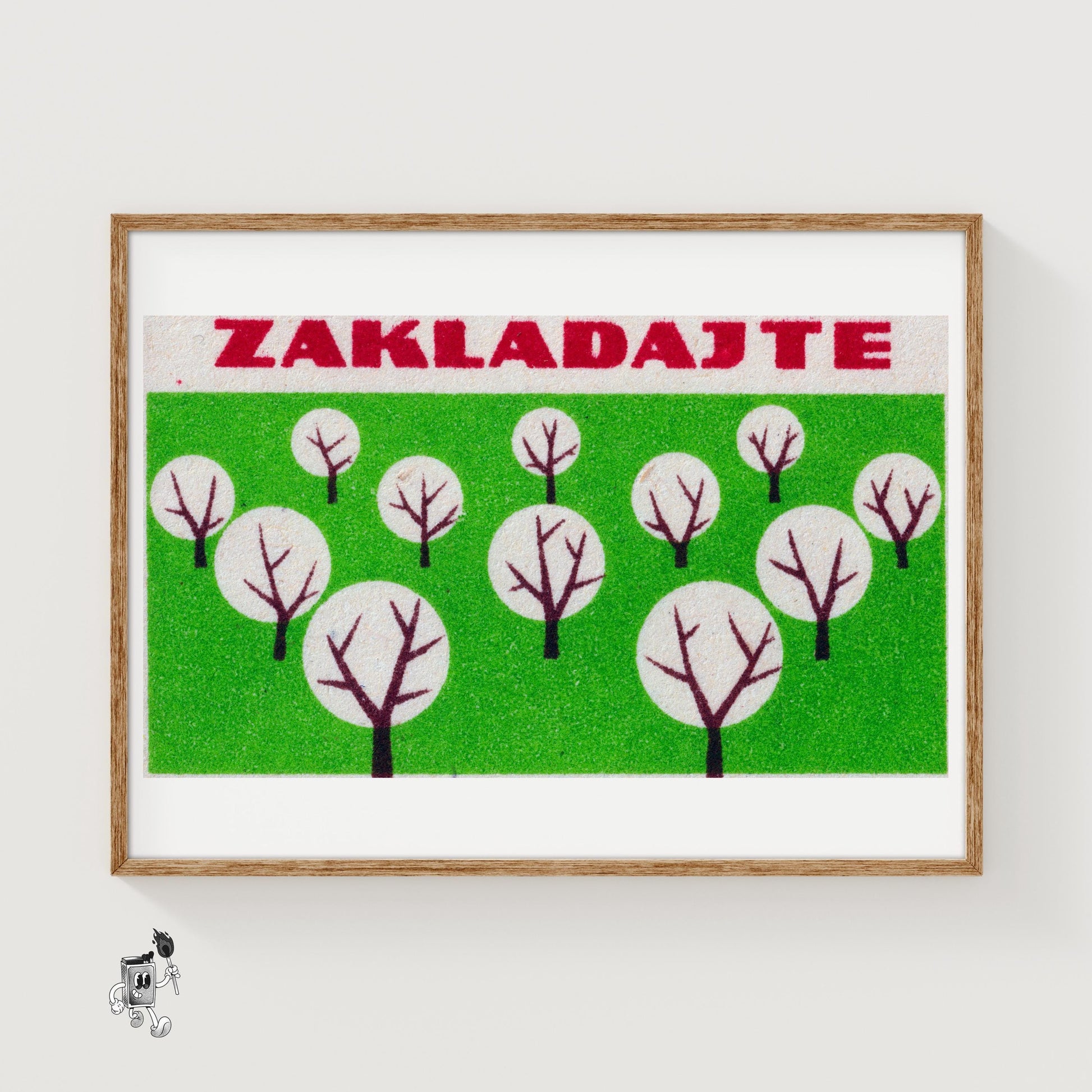 Stylized Trees - vintage matchbox label print