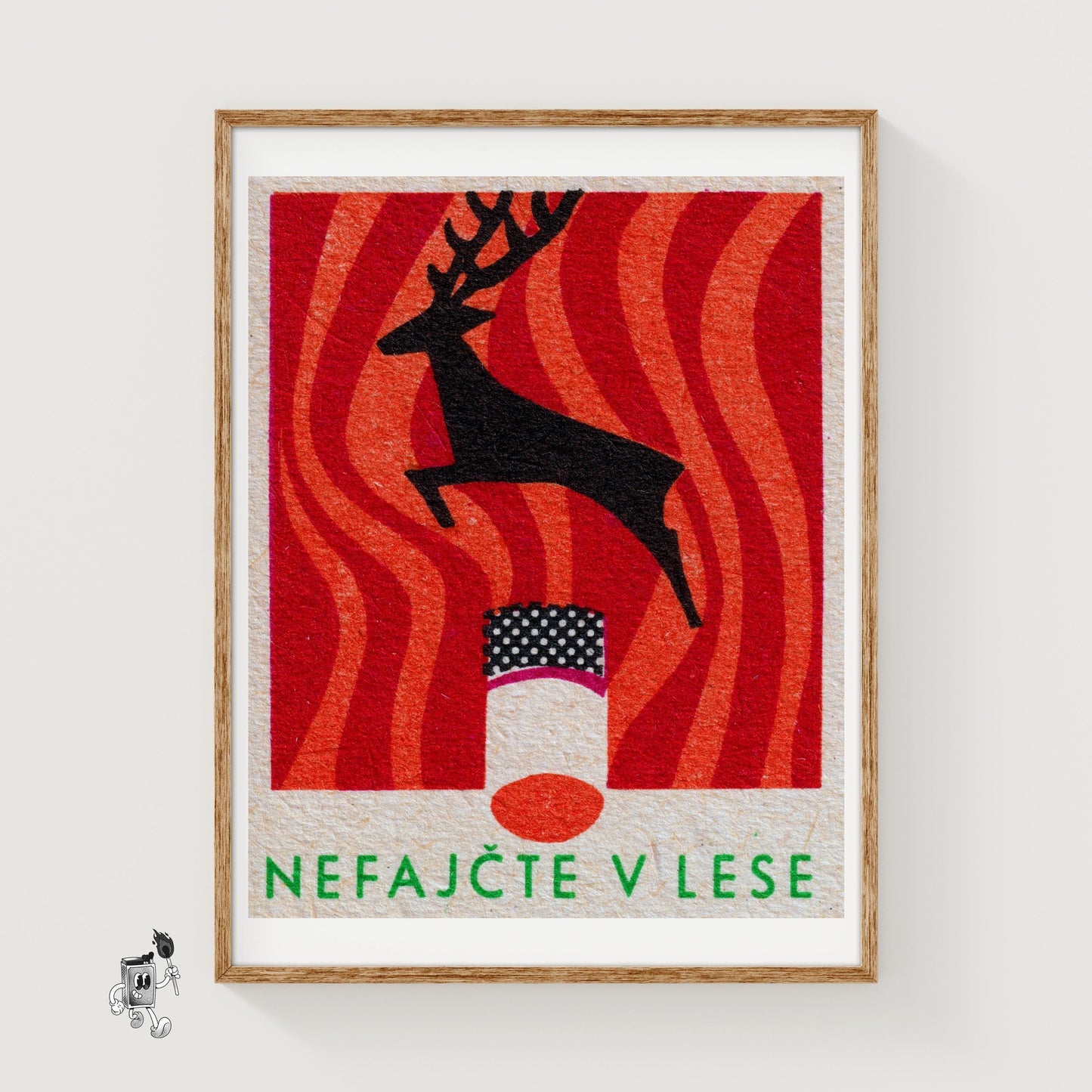 Jumping Deer - vintage matchbox label print