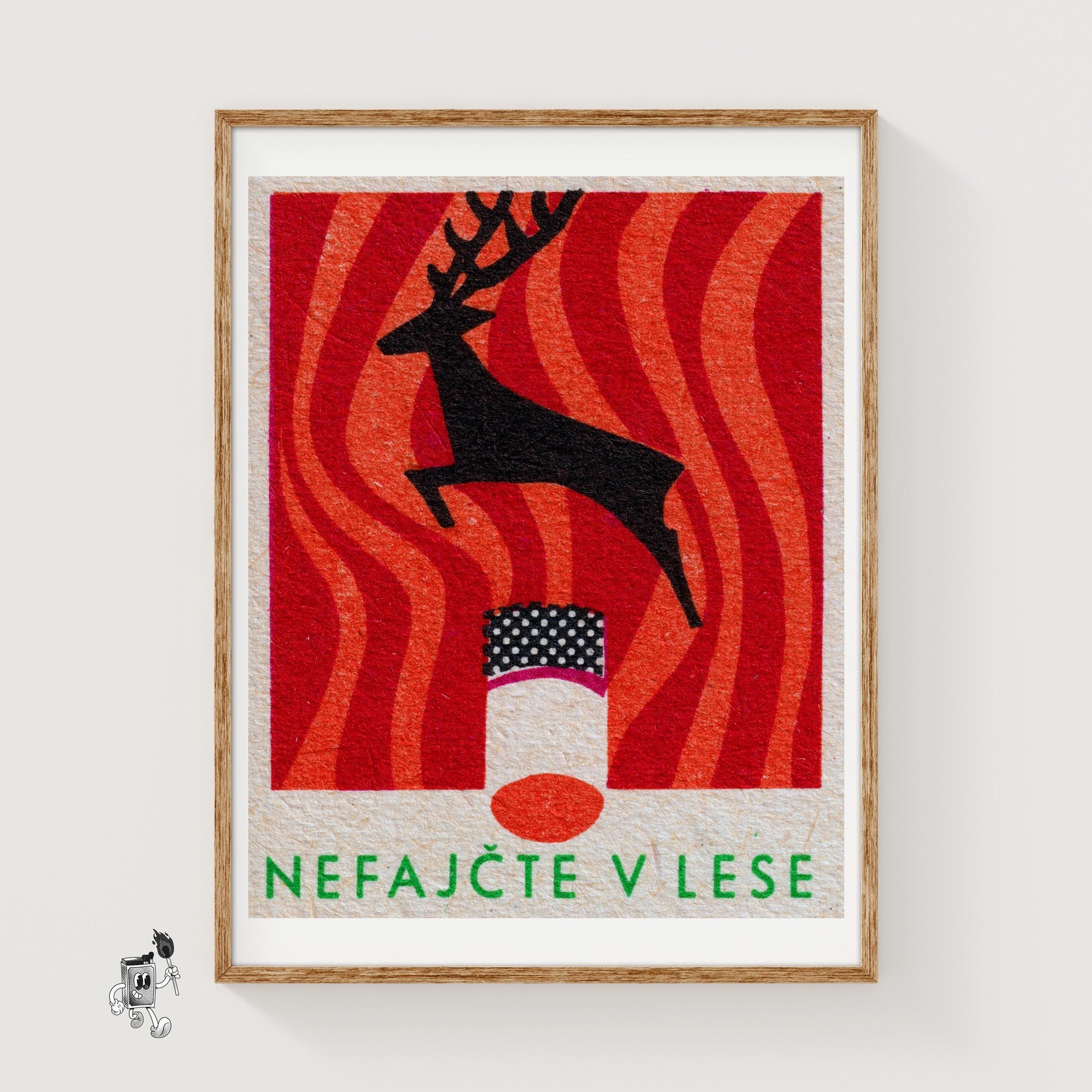 Jumping Deer - vintage matchbox label print