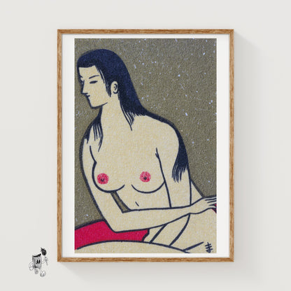 Nude Woman - vintage matchbox label print