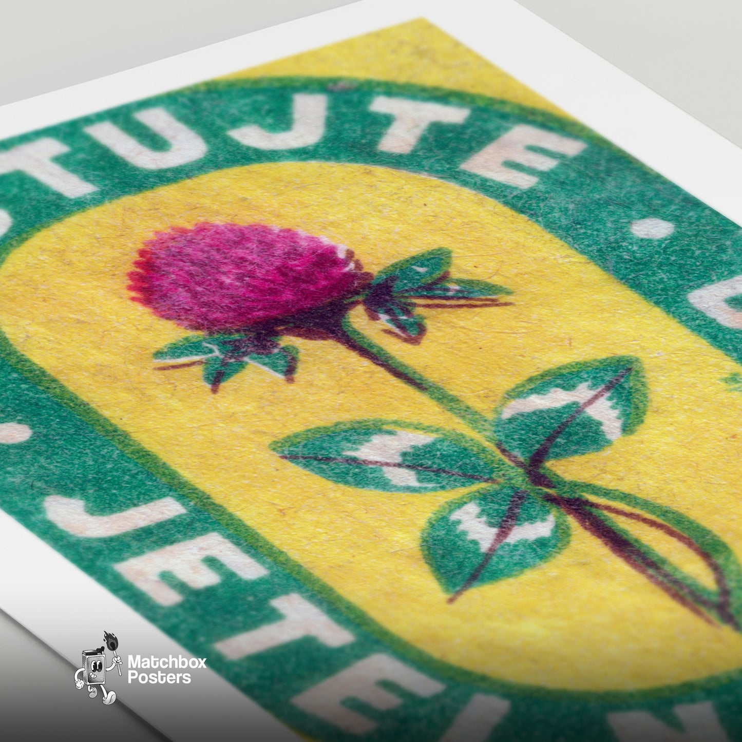 Red Clover Flower - vintage matchbox label print - close-up detail