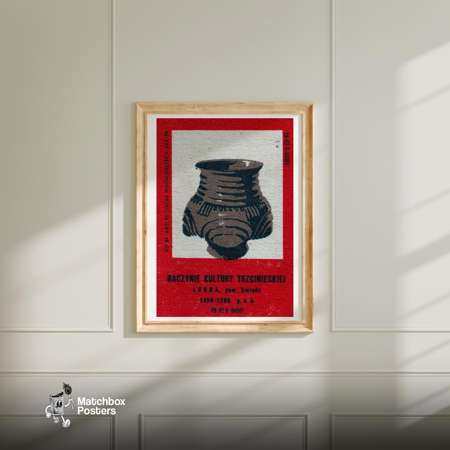 Ancient Pot - vintage matchbox label print - bedroom mockup