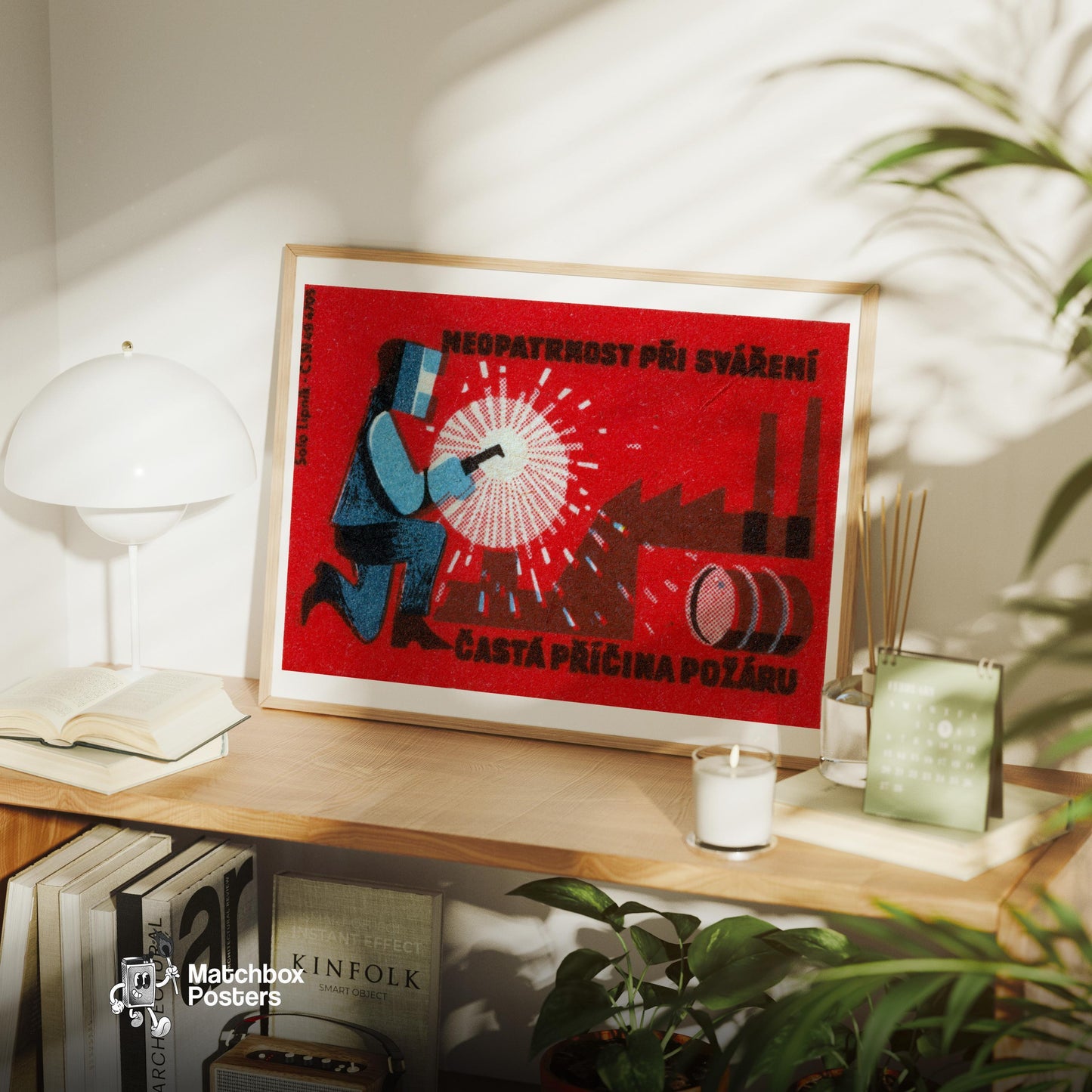 Welder - vintage matchbox label print - office wall