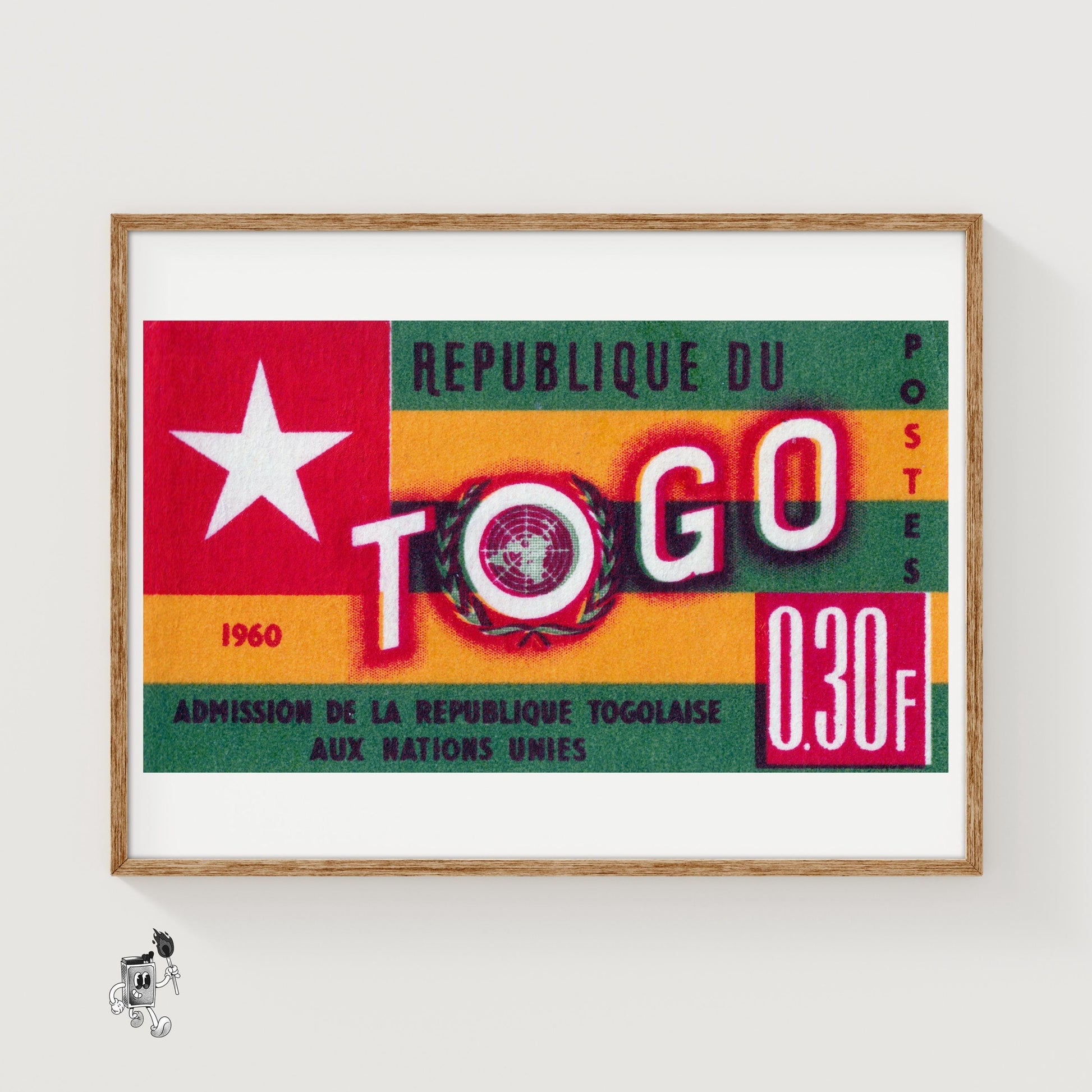 Togo Flag Togo - vintage matchbox label print