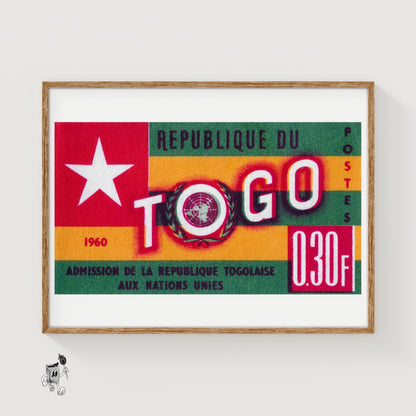 Togo Flag Togo - vintage matchbox label print