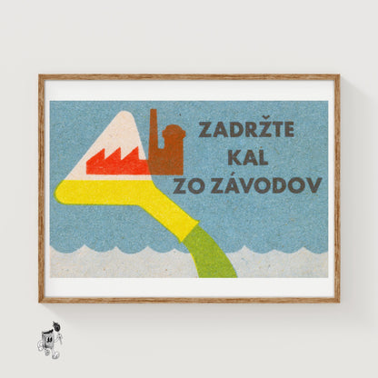 Chemical Beaker River - vintage matchbox label print