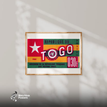 Togo Flag Togo - vintage matchbox label print - bedroom mockup