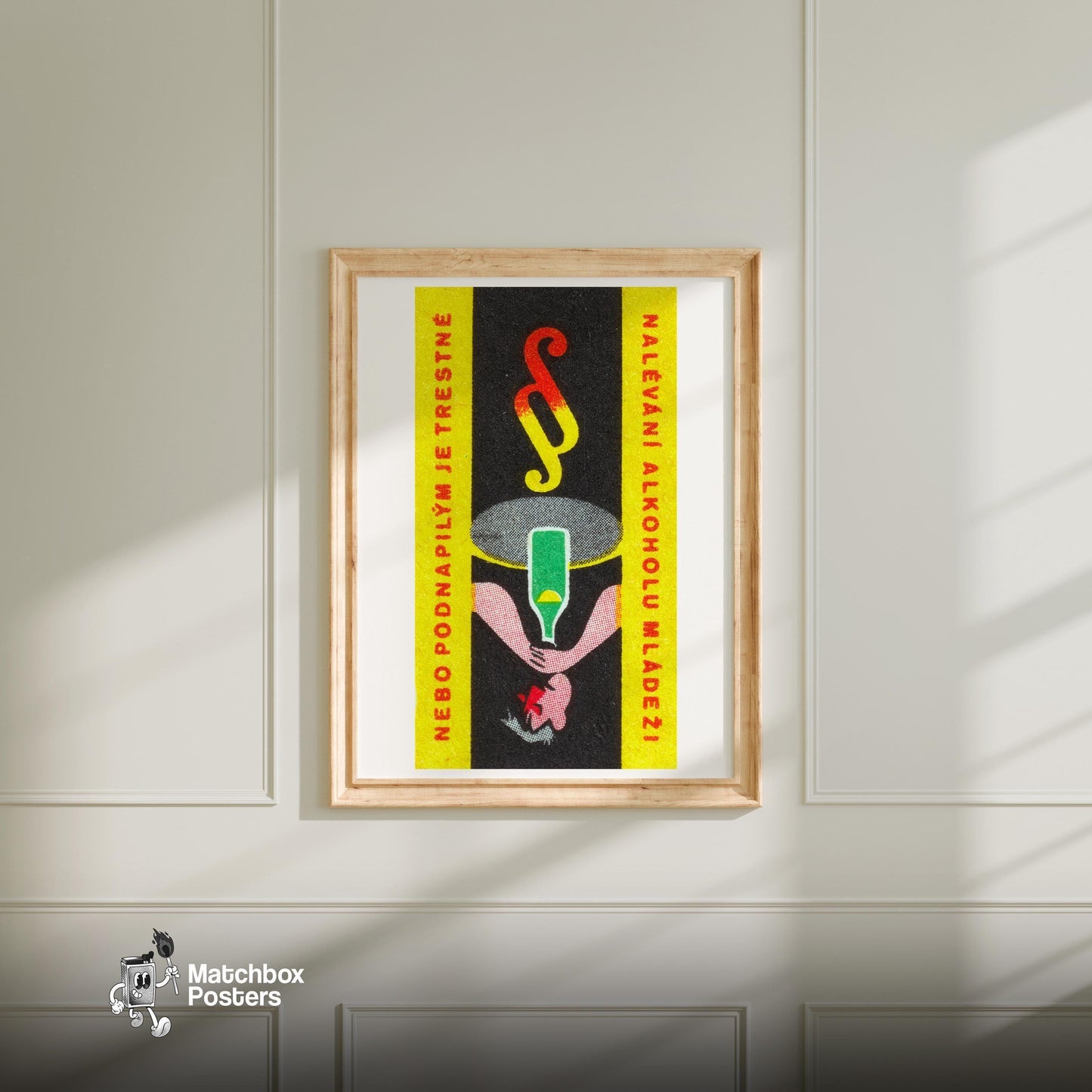 Drunken Man - vintage matchbox label print - bedroom mockup