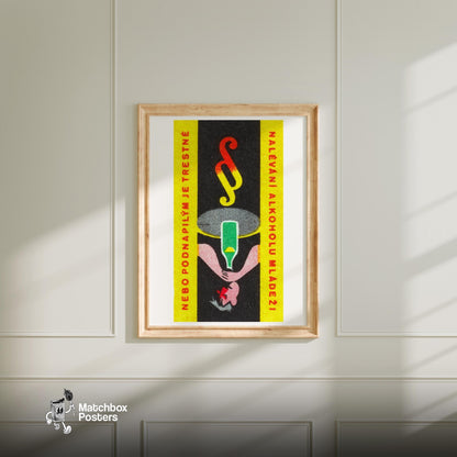Drunken Man - vintage matchbox label print - bedroom mockup