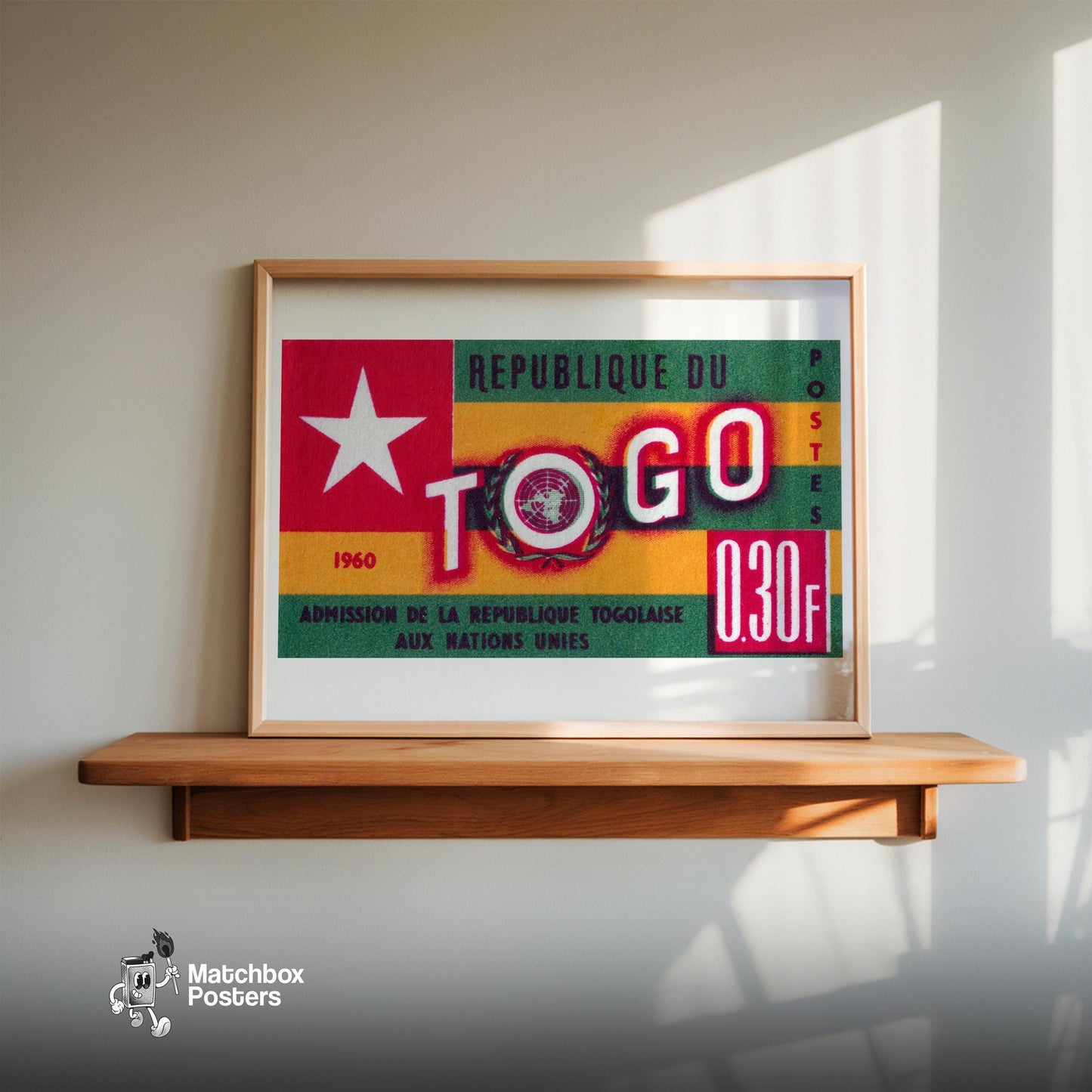 Togo Flag Togo - vintage matchbox label print - size comparison