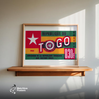 Togo Flag Togo - vintage matchbox label print - size comparison