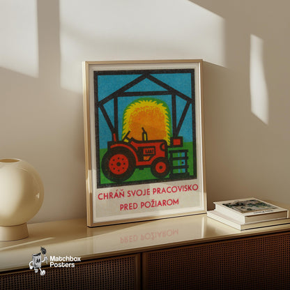 Red Tractor - vintage matchbox label print - size comparison