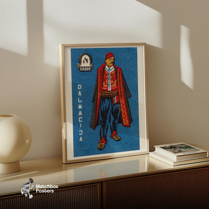 Man Yugoslavia Mid-Century Matchbox Label - vintage matchbox label print - size comparison
