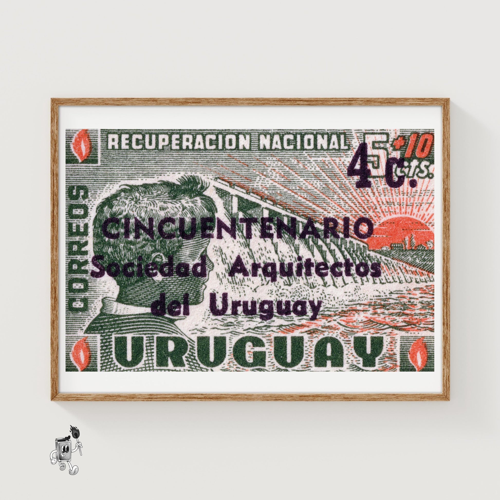 Profile Of A Man Uruguay - vintage matchbox label print