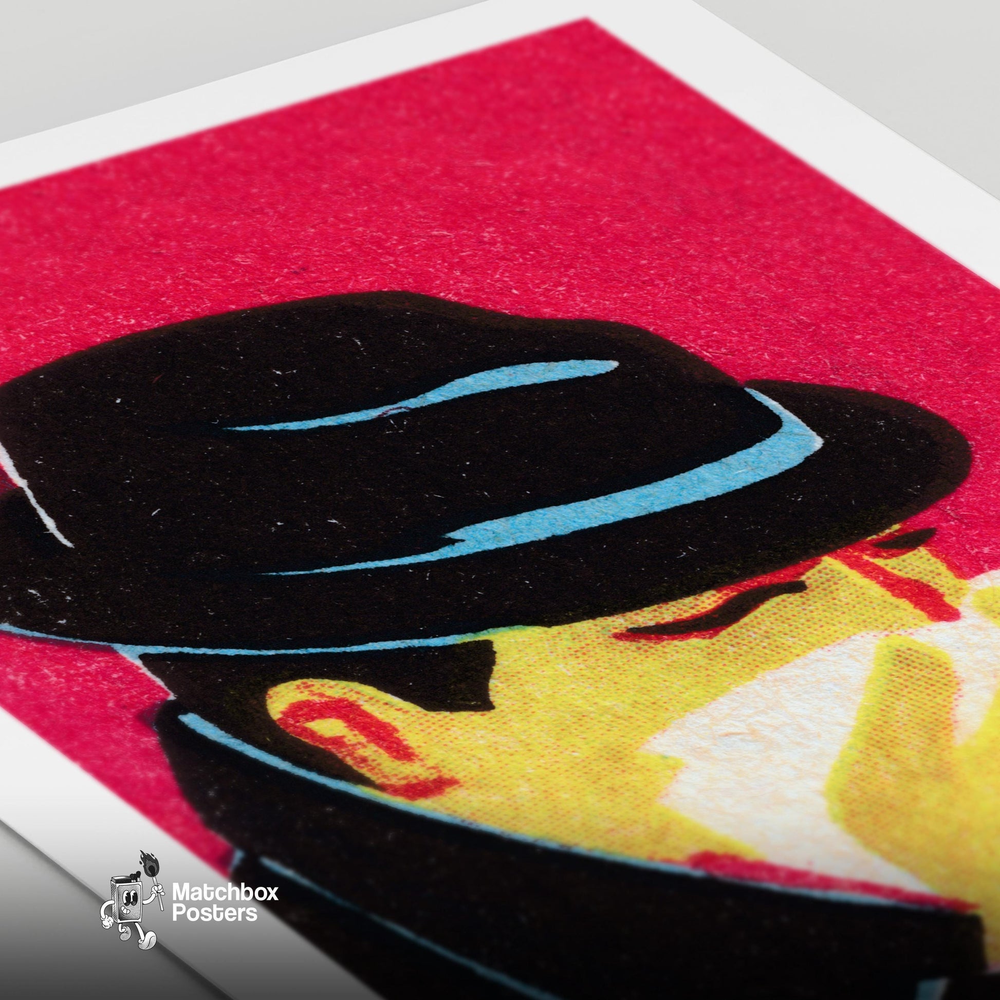 Sneezing Man - vintage matchbox label print - close-up detail