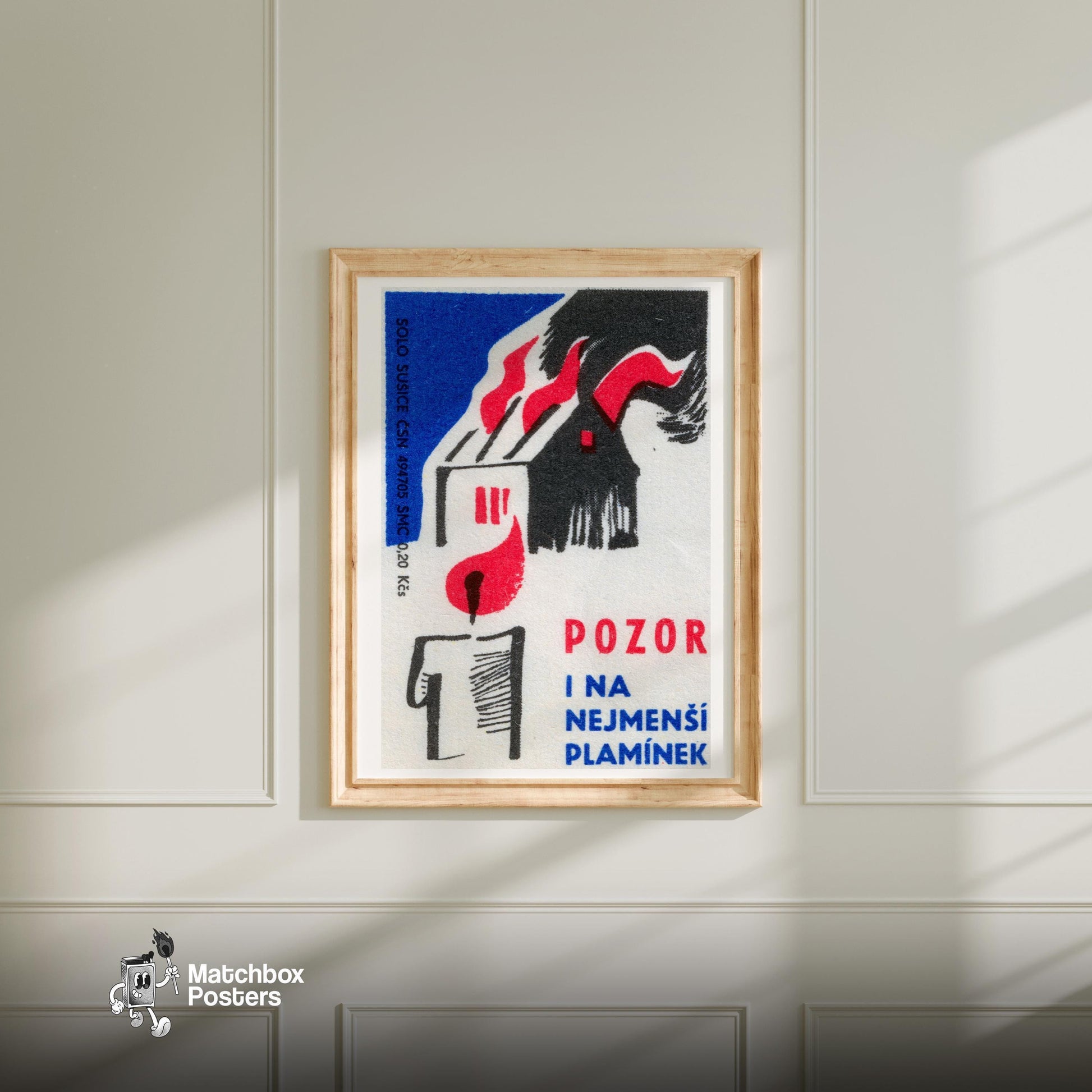 Candles Burn Down Houses - vintage matchbox label print - bedroom mockup