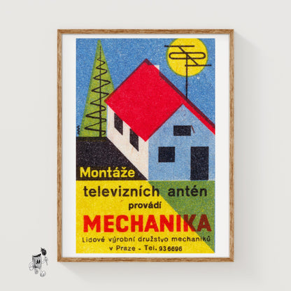 Television Antennas - vintage matchbox label print