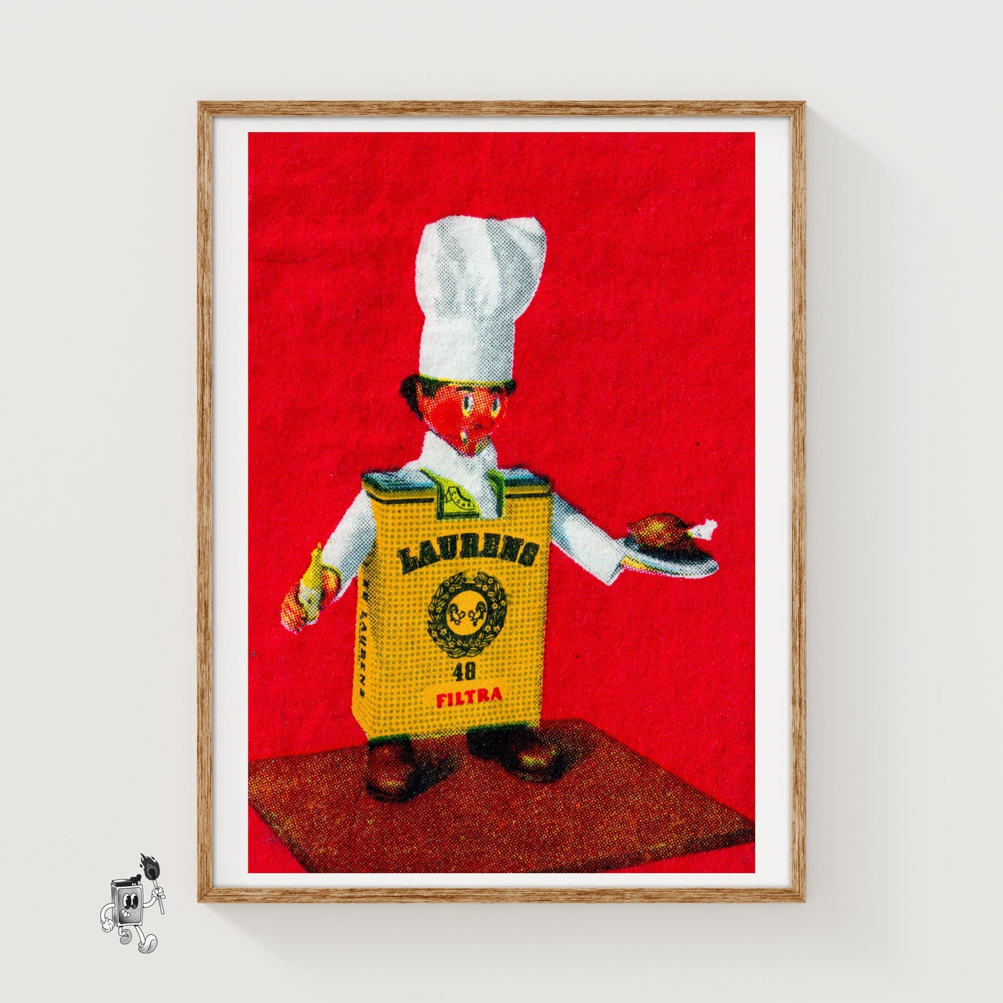 Cigarette Chef - vintage matchbox label print