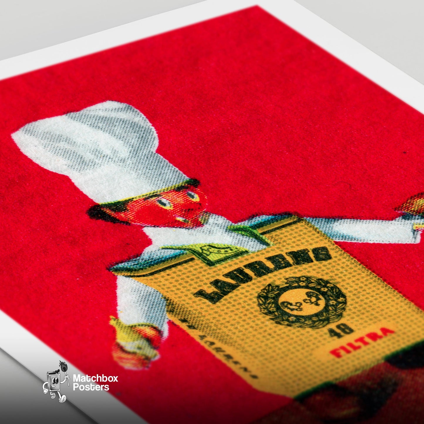 Cigarette Chef - vintage matchbox label print - close-up detail