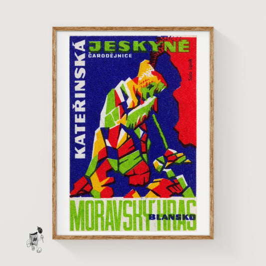 Cave Rocks - vintage matchbox label print