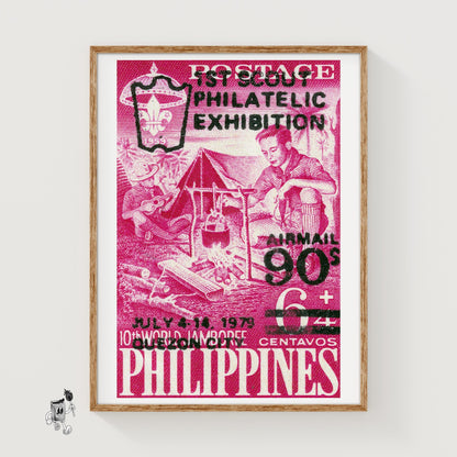 Scouts Camping - vintage matchbox label print