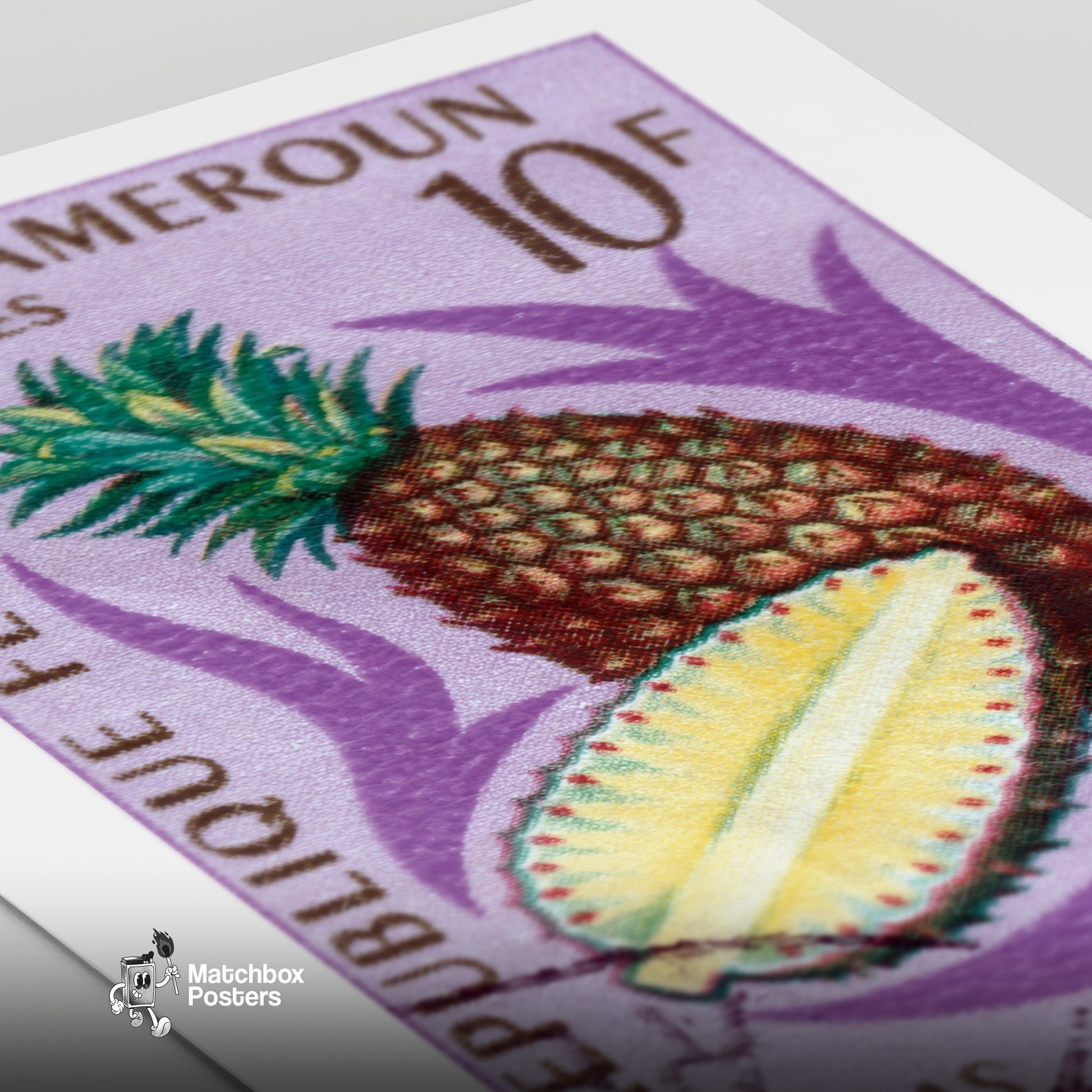 Pineapple - vintage matchbox label print - close-up detail