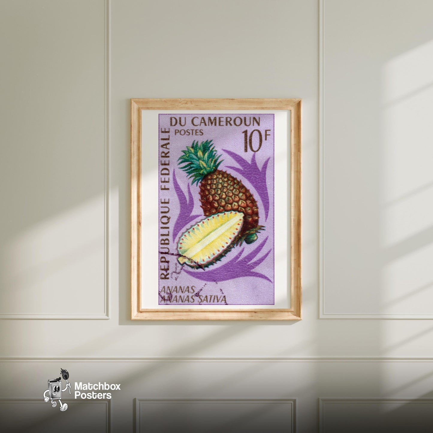 Pineapple - vintage matchbox label print - bedroom mockup