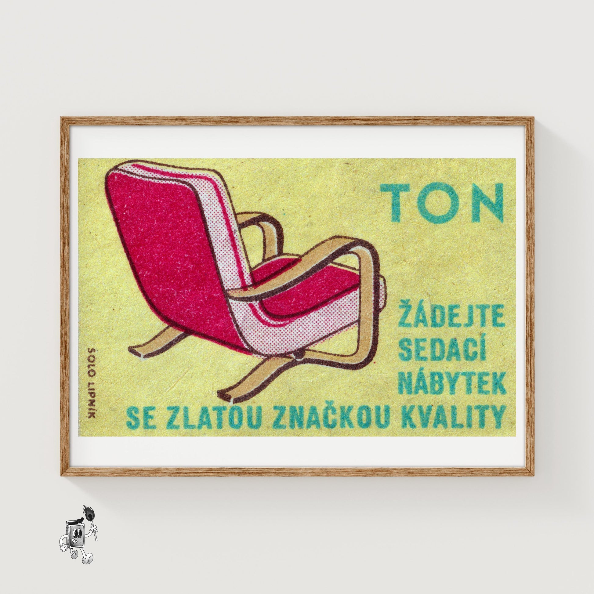 Red Armchair - vintage matchbox label print