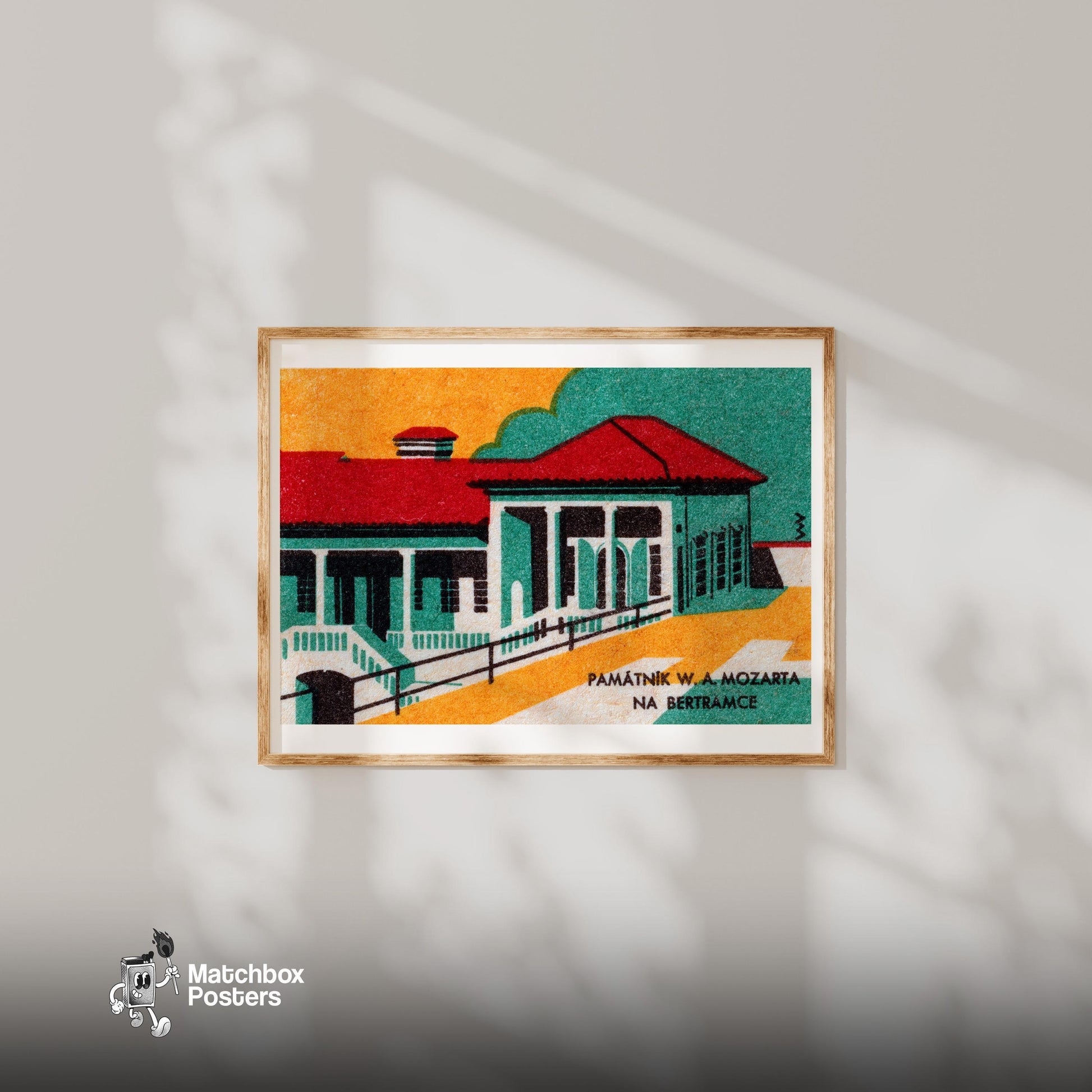 Historical Building - vintage matchbox label print - bedroom mockup