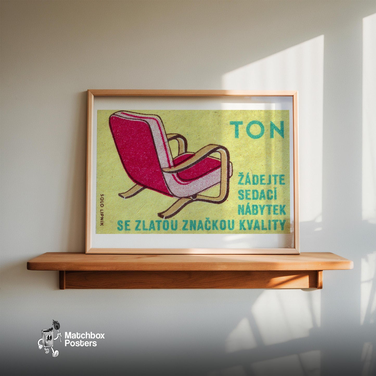 Red Armchair - vintage matchbox label print - size comparison