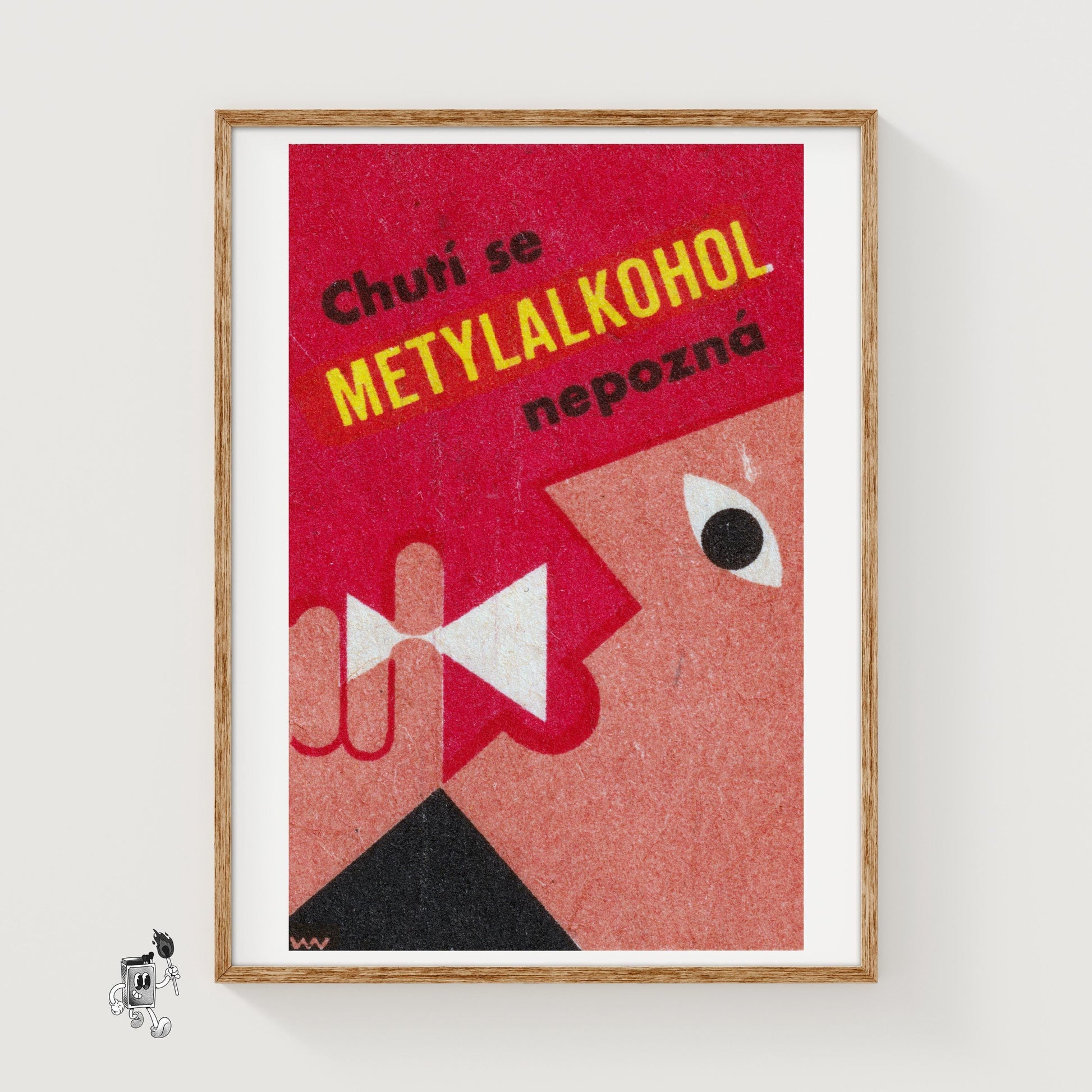 Stylized Face - vintage matchbox label print