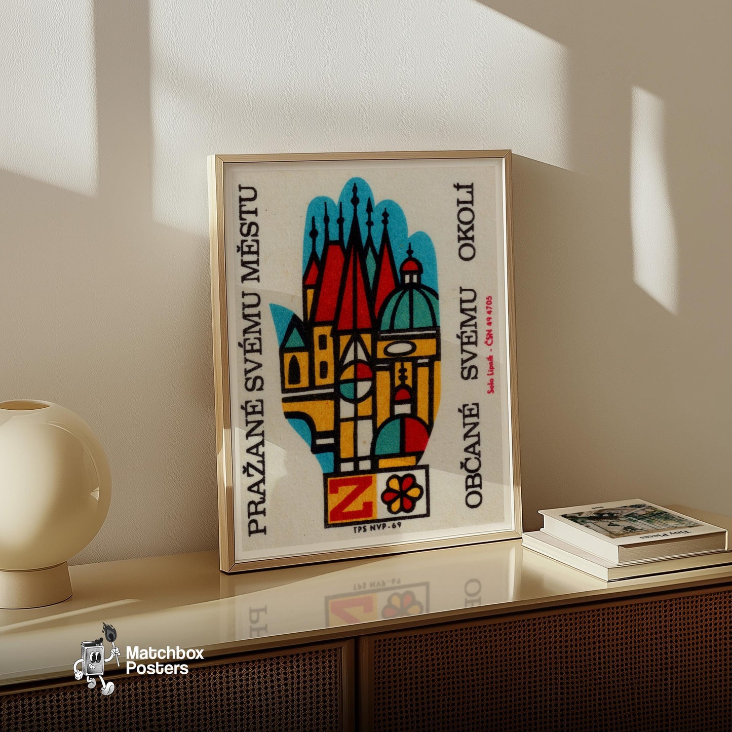 Czech Church - vintage matchbox label print - size comparison