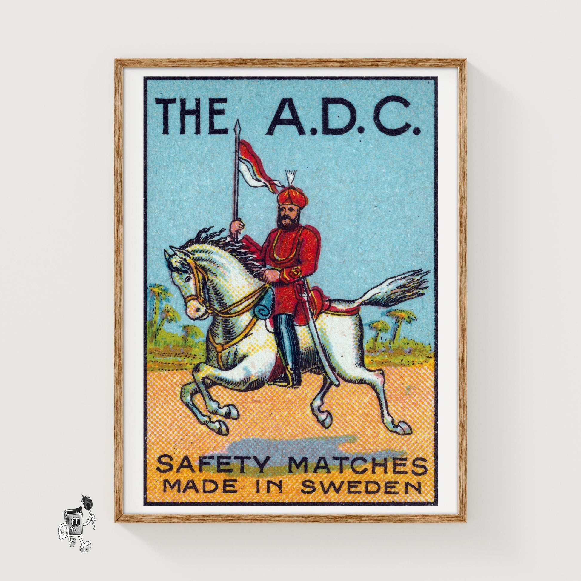 Royal Red Horse Rider - vintage matchbox label print