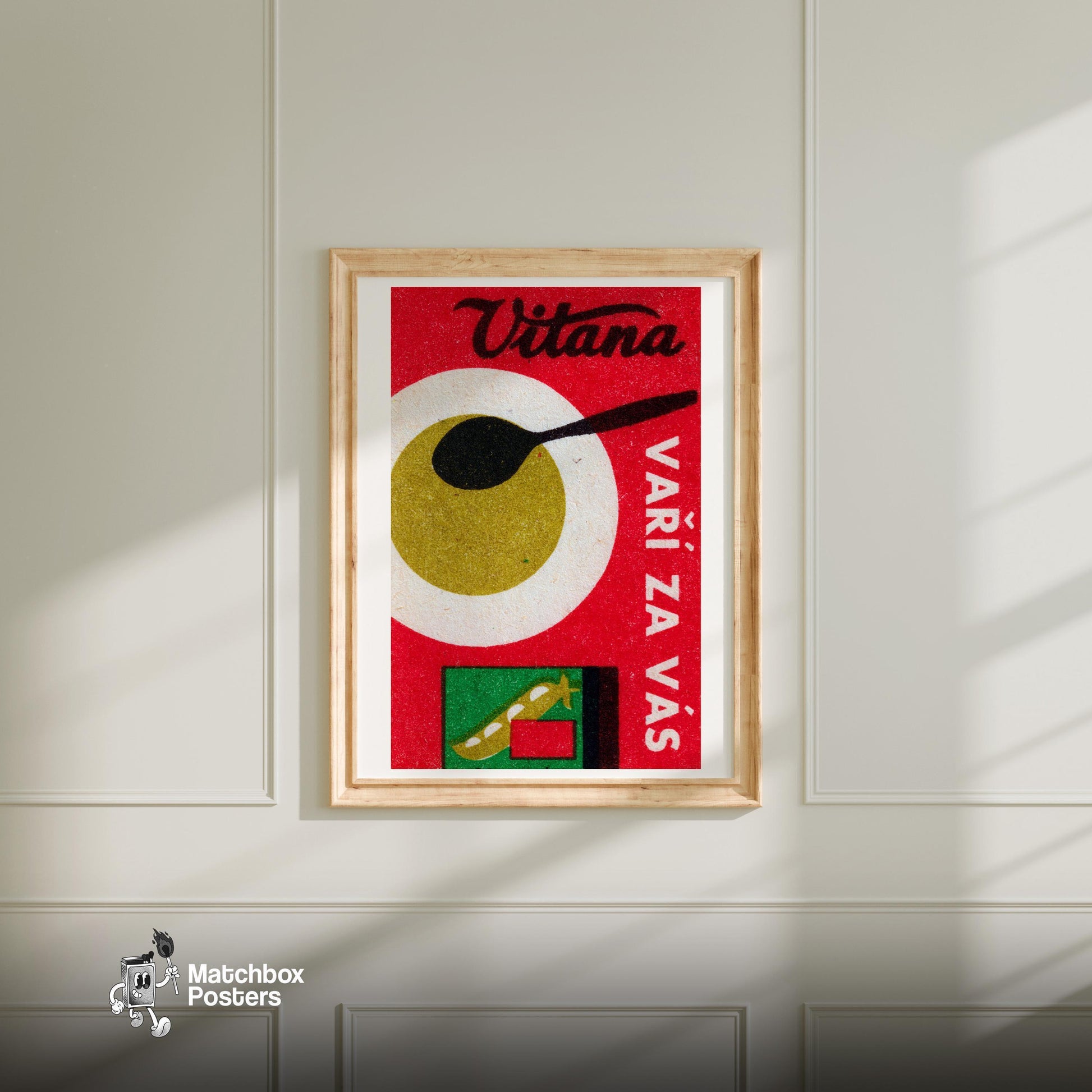 Vegetable Soup - vintage matchbox label print - bedroom mockup