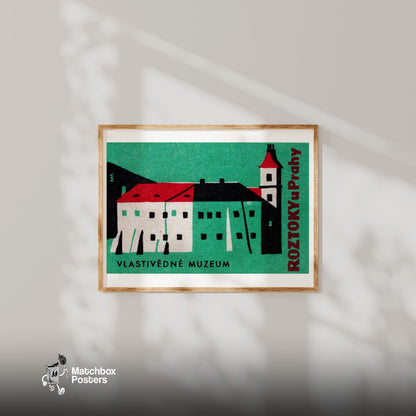Museum - vintage matchbox label print - bedroom mockup