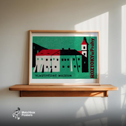 Museum - vintage matchbox label print - size comparison