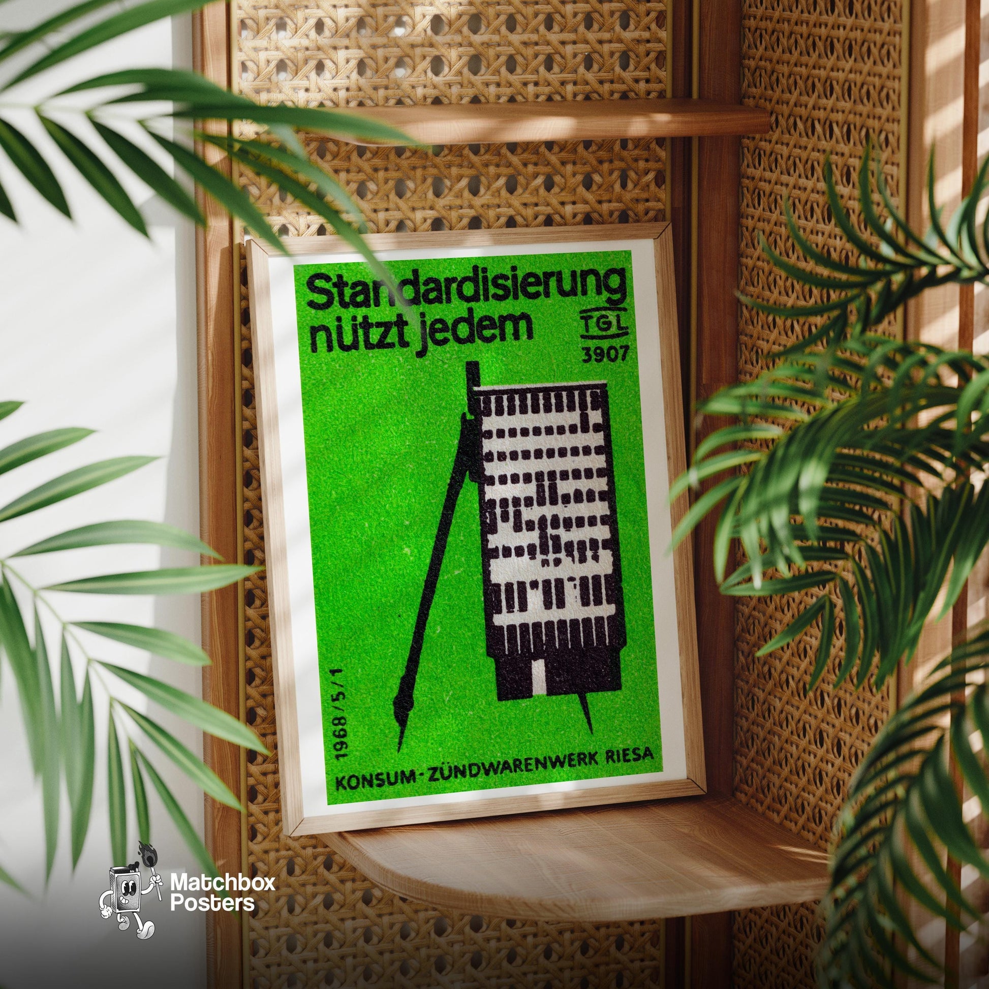 Industrial Building - vintage matchbox label print - office wall