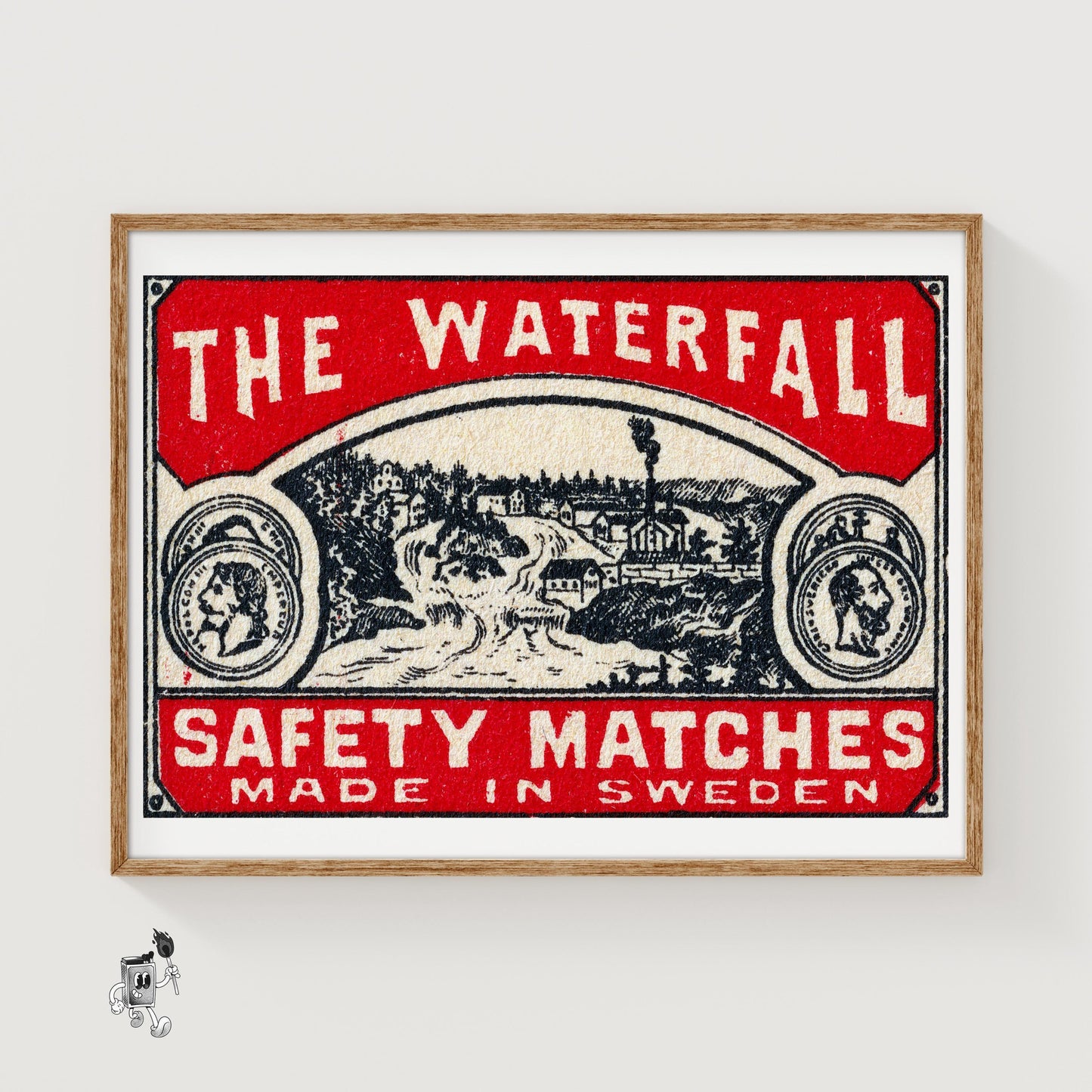 The Waterfall - vintage matchbox label print
